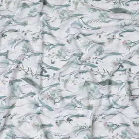 Serene Botanical Synthetic Georgette Fabric - Watercolor Florals, 110cm - Purchase Online-D17987