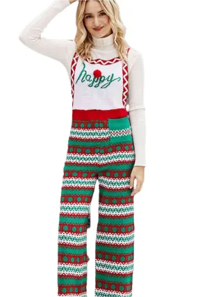 TEEK - Christmas Knit Straight-Leg Overall Jumpsuit