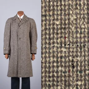 1950s Mens Chunky Wool Tweed Coat with Windowpane Fleck