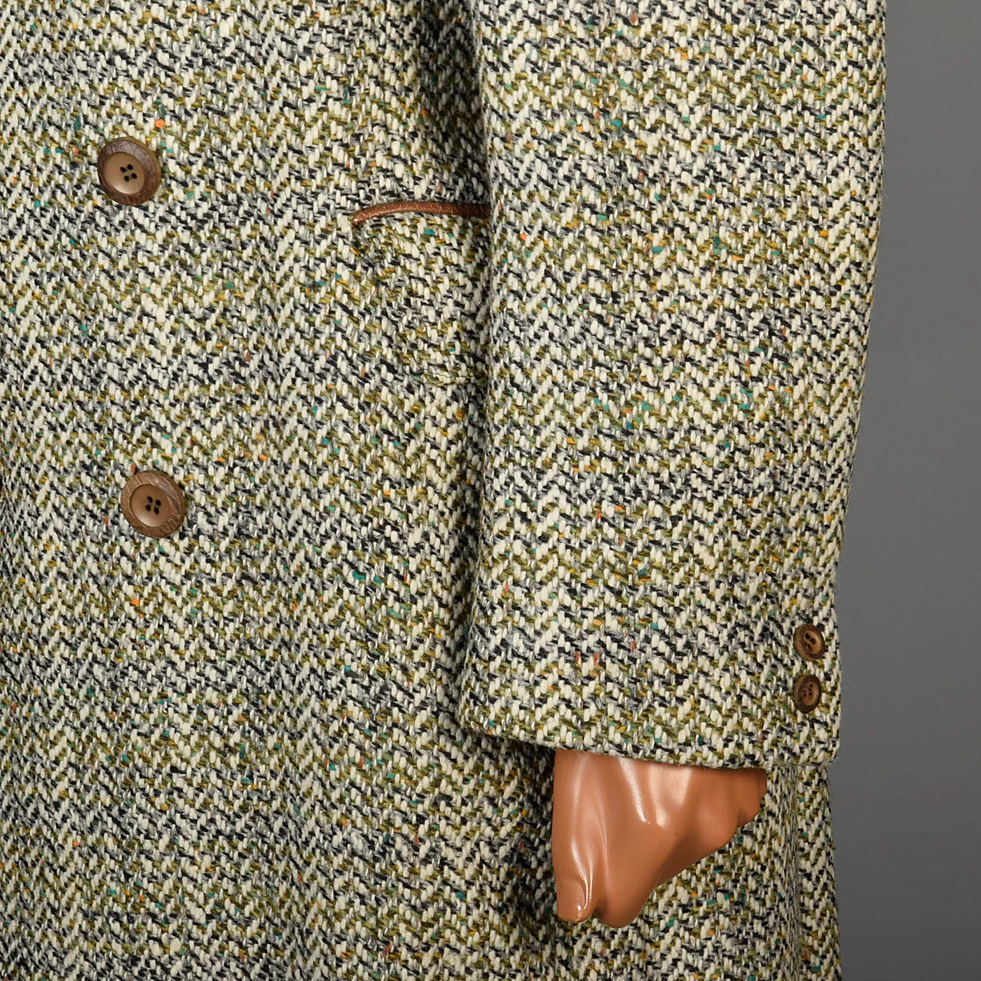 1970s Men's Cortafiel Tweed Overcoat, Double Breasted with a Belted Back