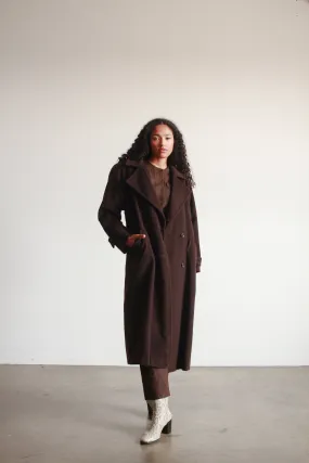 1980s Albert Nipon Chocolate Wool Coat