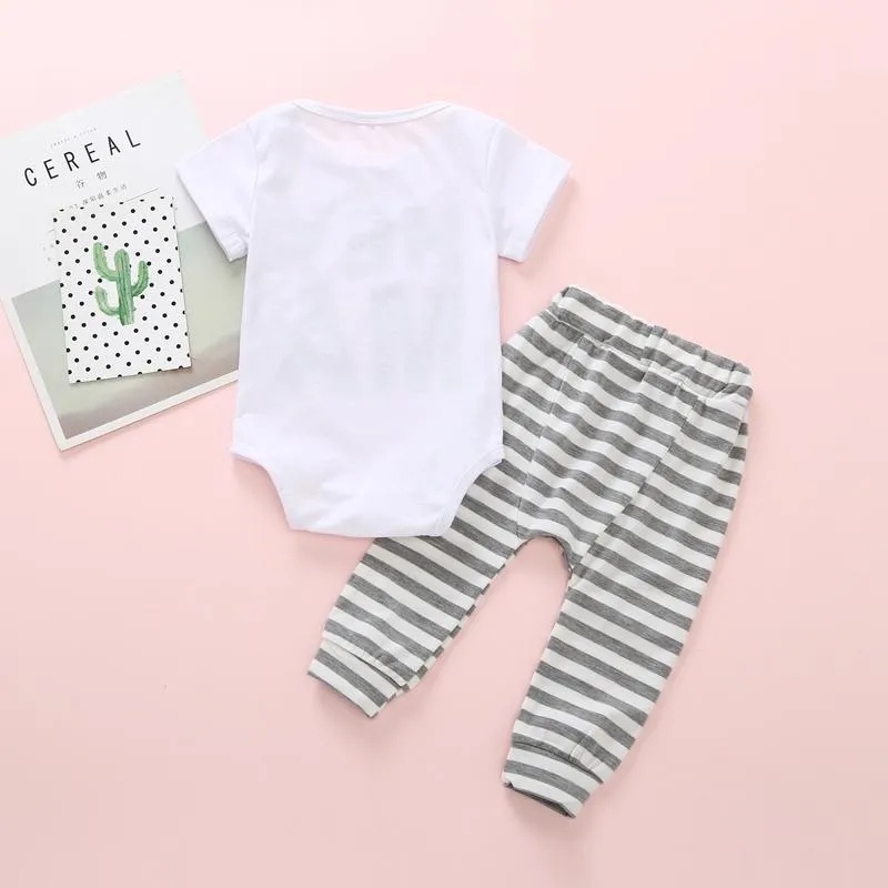 2-piece Letter Pattern Bodysuit & Striped Pants for Baby Wholesale children's clothing