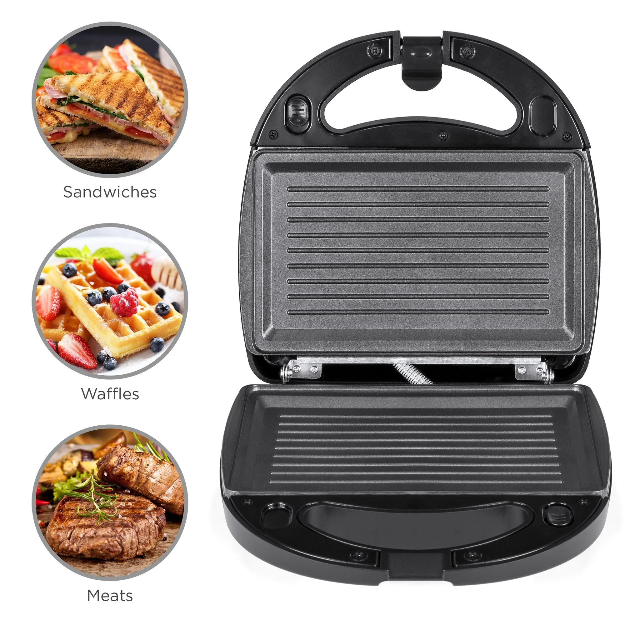 3-in-1 750W Auto Shut Down Dishwasher Safe Sandwich Maker Press