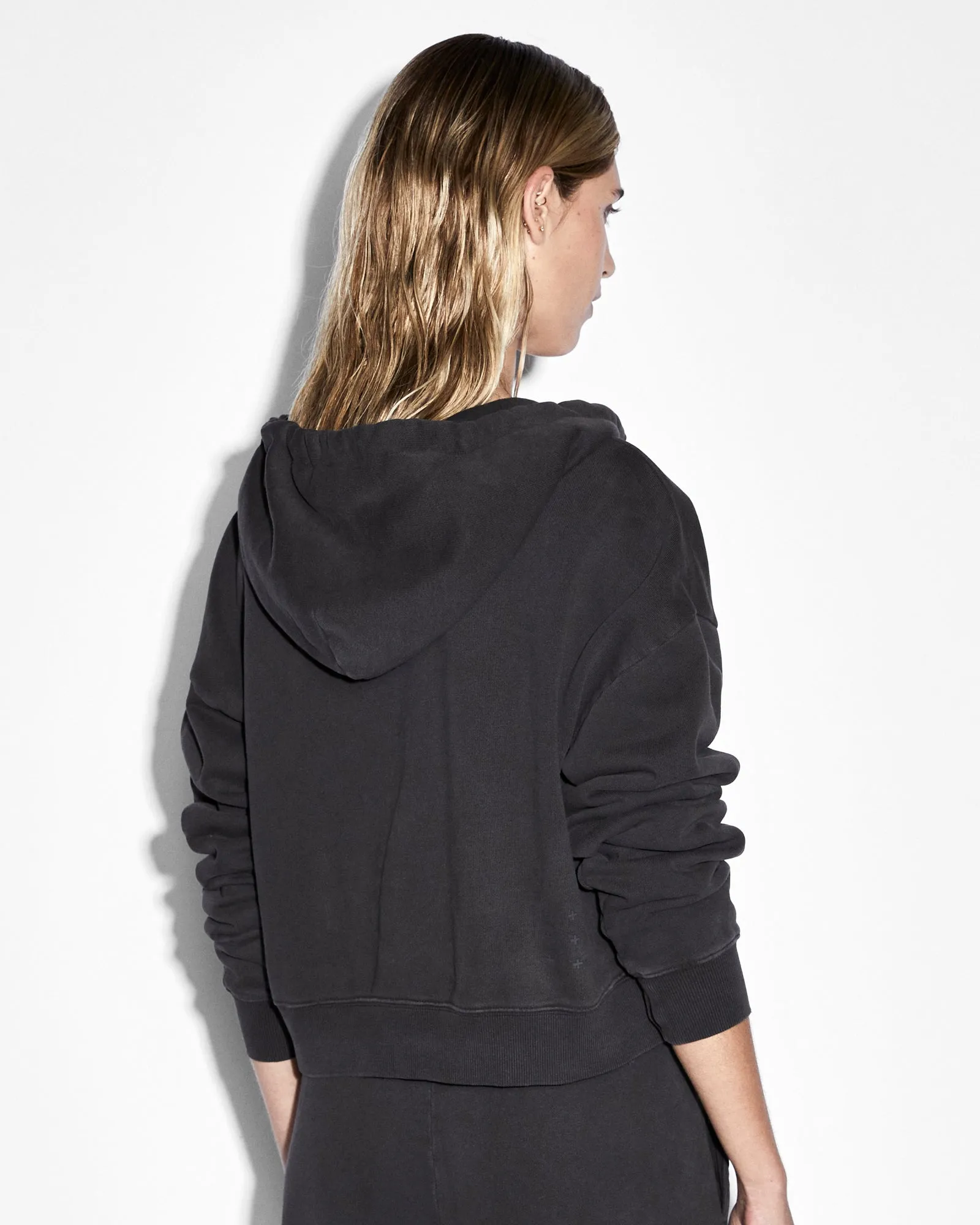 3X4 ORIGIN CROPPED HOODIE WASHED BLACK