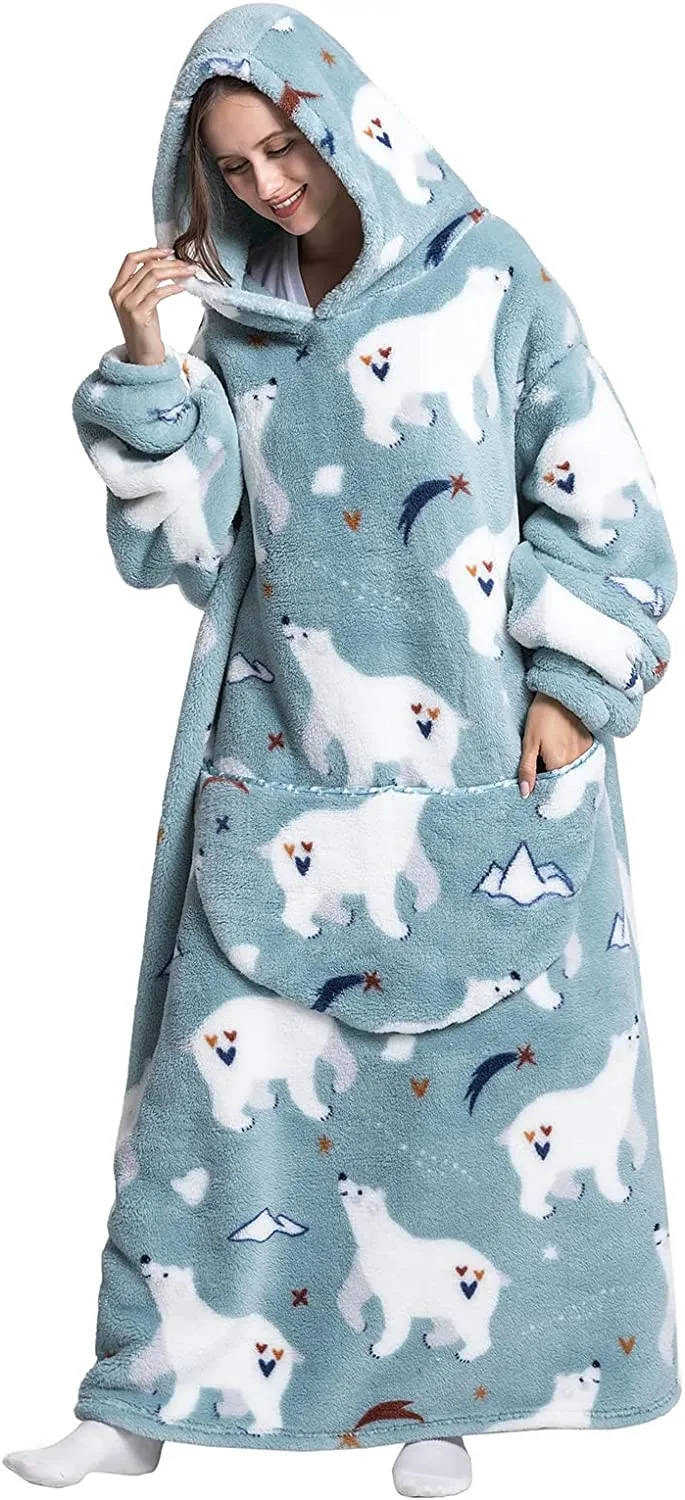 Adult Oversized Wearable Blanket Hoodie-Bear