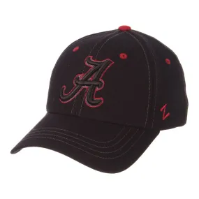 Alabama Crimson Tide Zephyr Black Element II Structured Stretch Fit Hat Cap