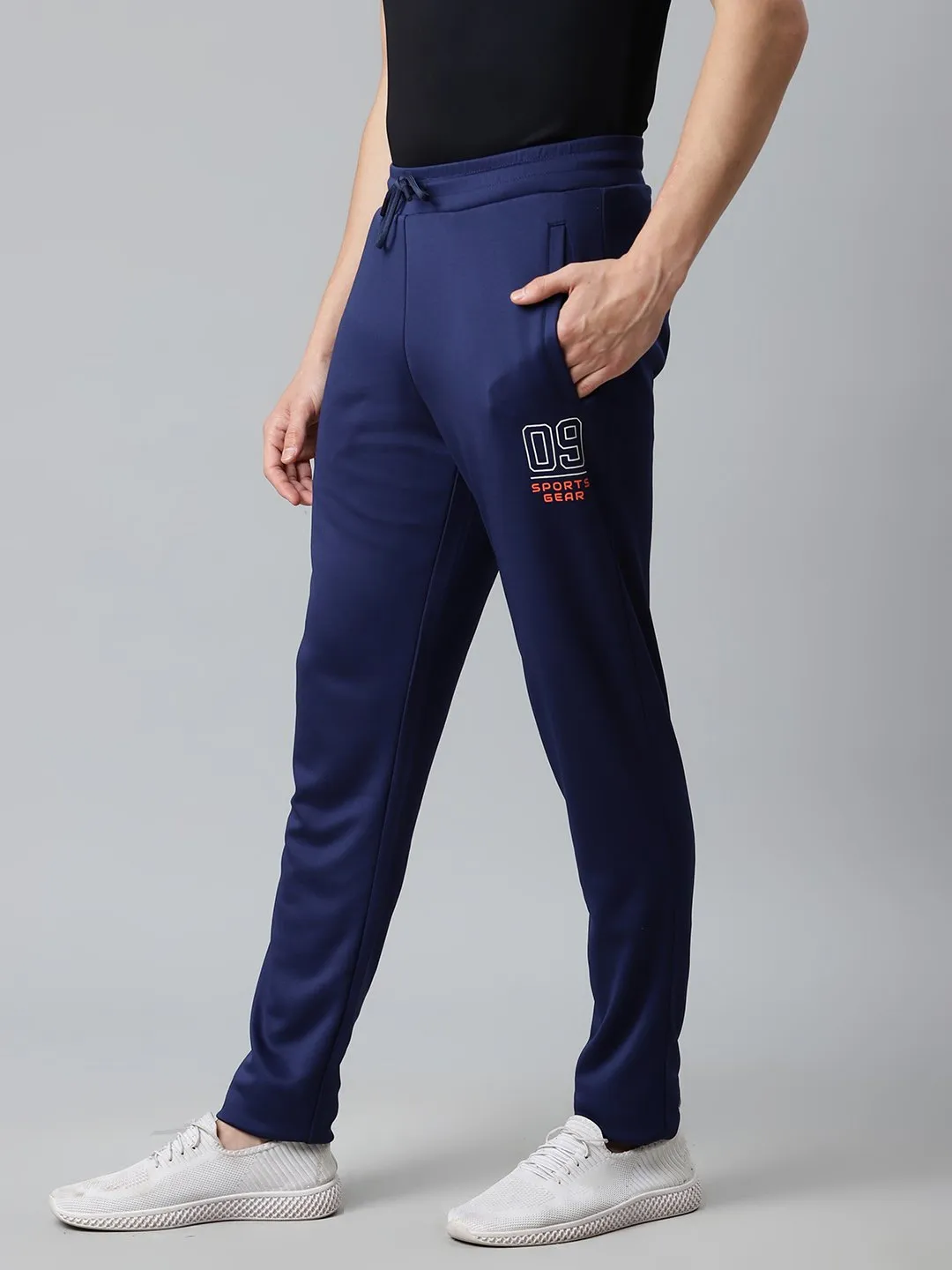 Alcis Men Navy Blue Solid Slim Fit Track Pants