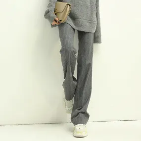 All-Around Warm Striped Grey Wool Pants