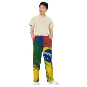 All-over print unisex wide-leg pants / Brasil pants / AI created