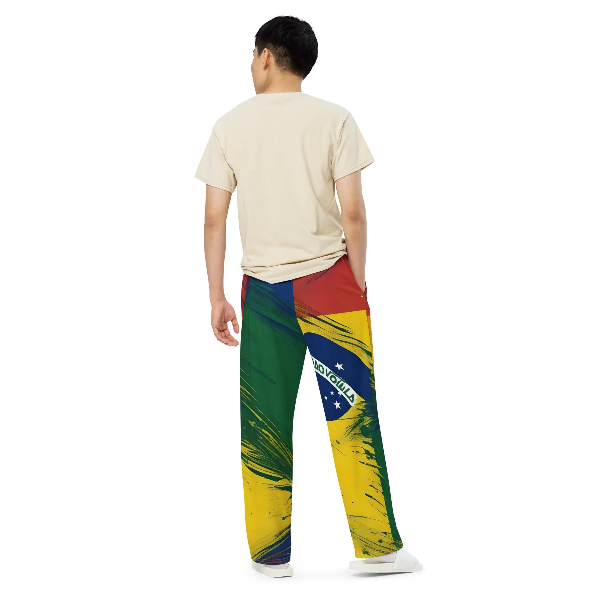 All-over print unisex wide-leg pants / Brasil pants / AI created