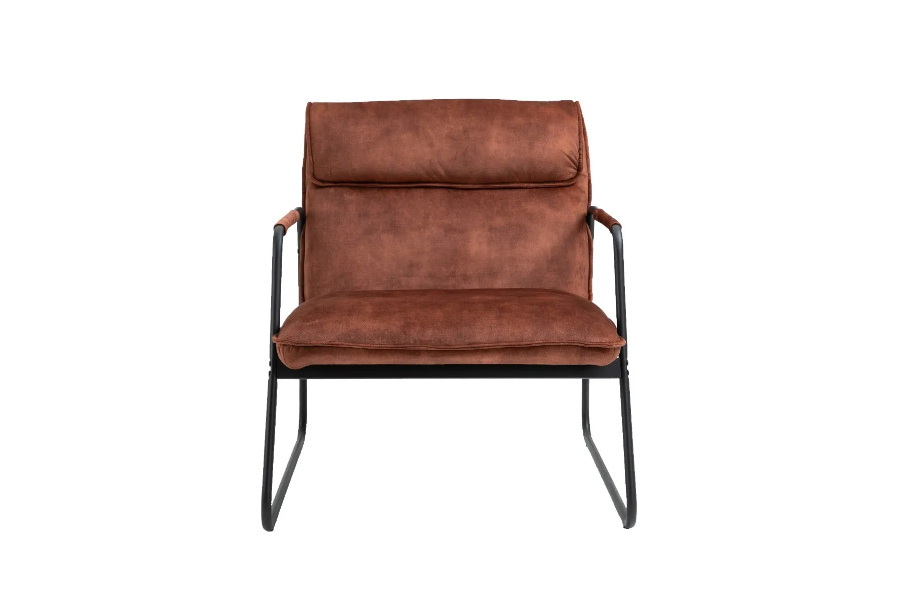 Amber Brown Polyester Upholstered Armchair Lounge Chair with Sled Base