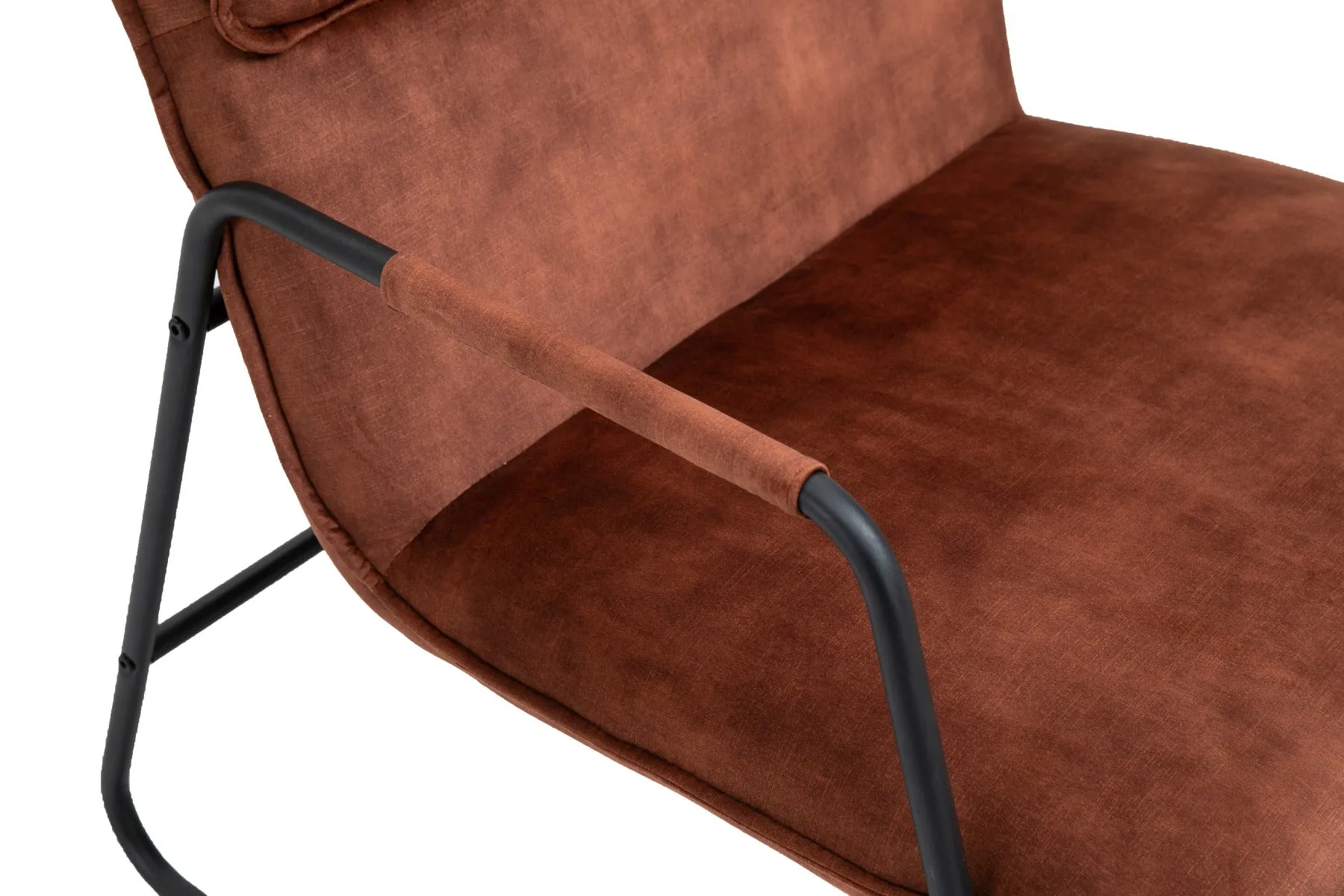 Amber Brown Polyester Upholstered Armchair Lounge Chair with Sled Base