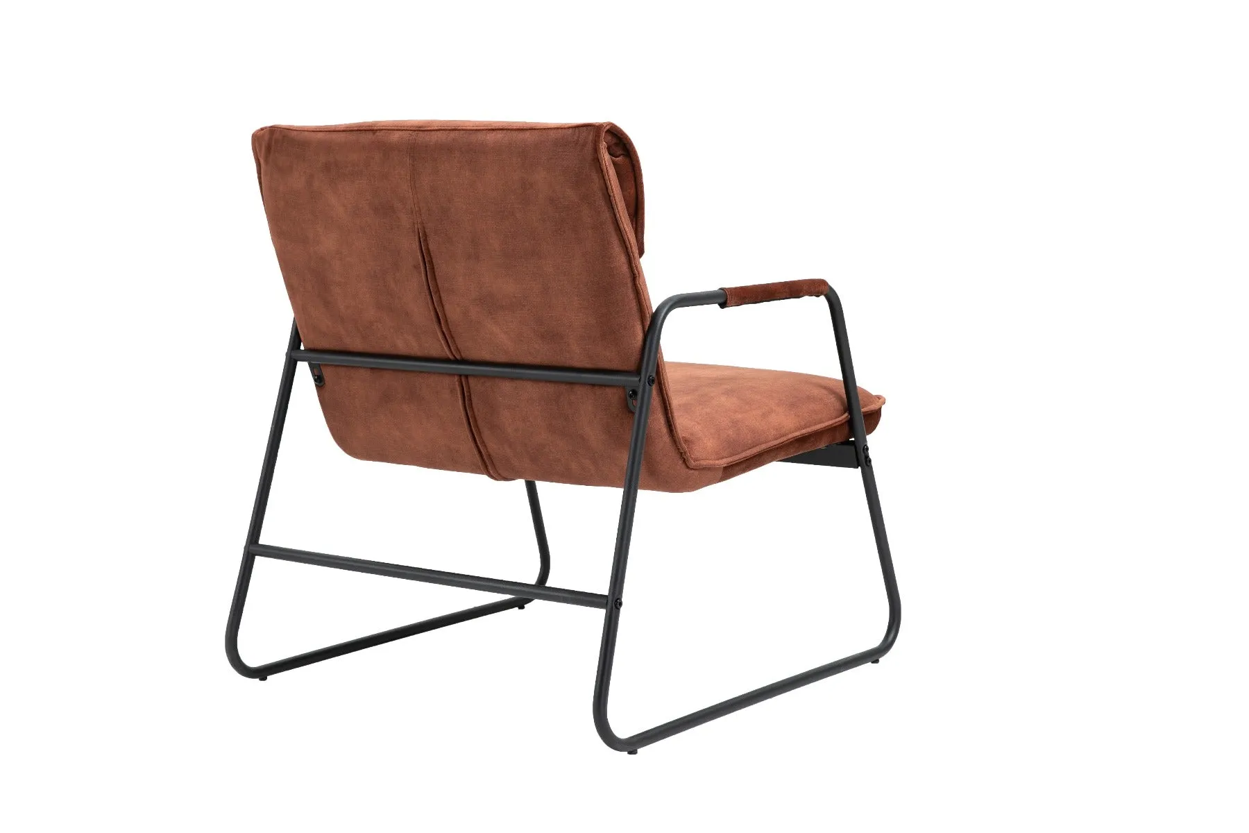 Amber Brown Polyester Upholstered Armchair Lounge Chair with Sled Base