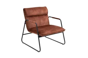 Amber Brown Polyester Upholstered Armchair Lounge Chair with Sled Base