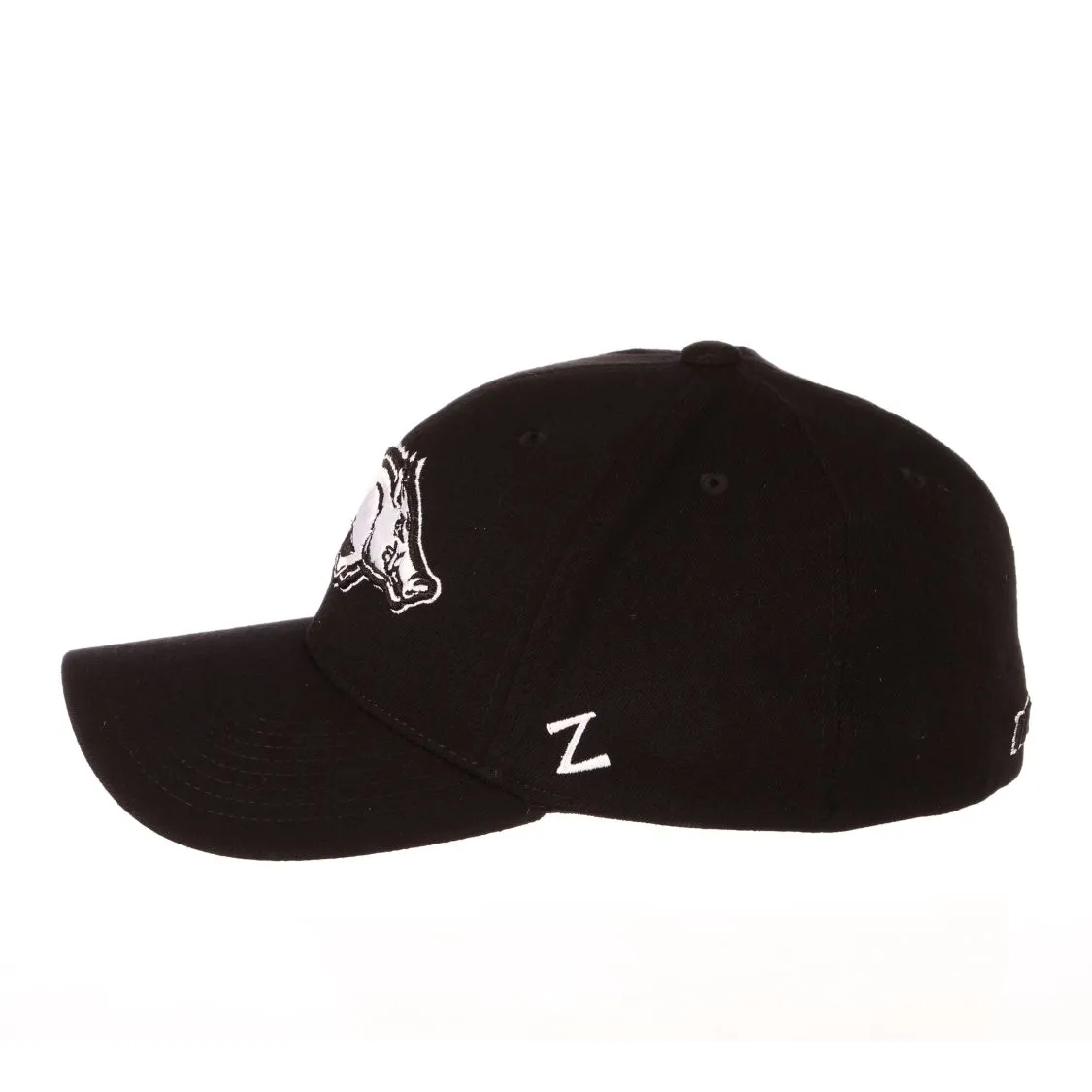 Arkansas Razorbacks Zephyr "ZH Black" Structured Stretch Fit Fitted Hat Cap