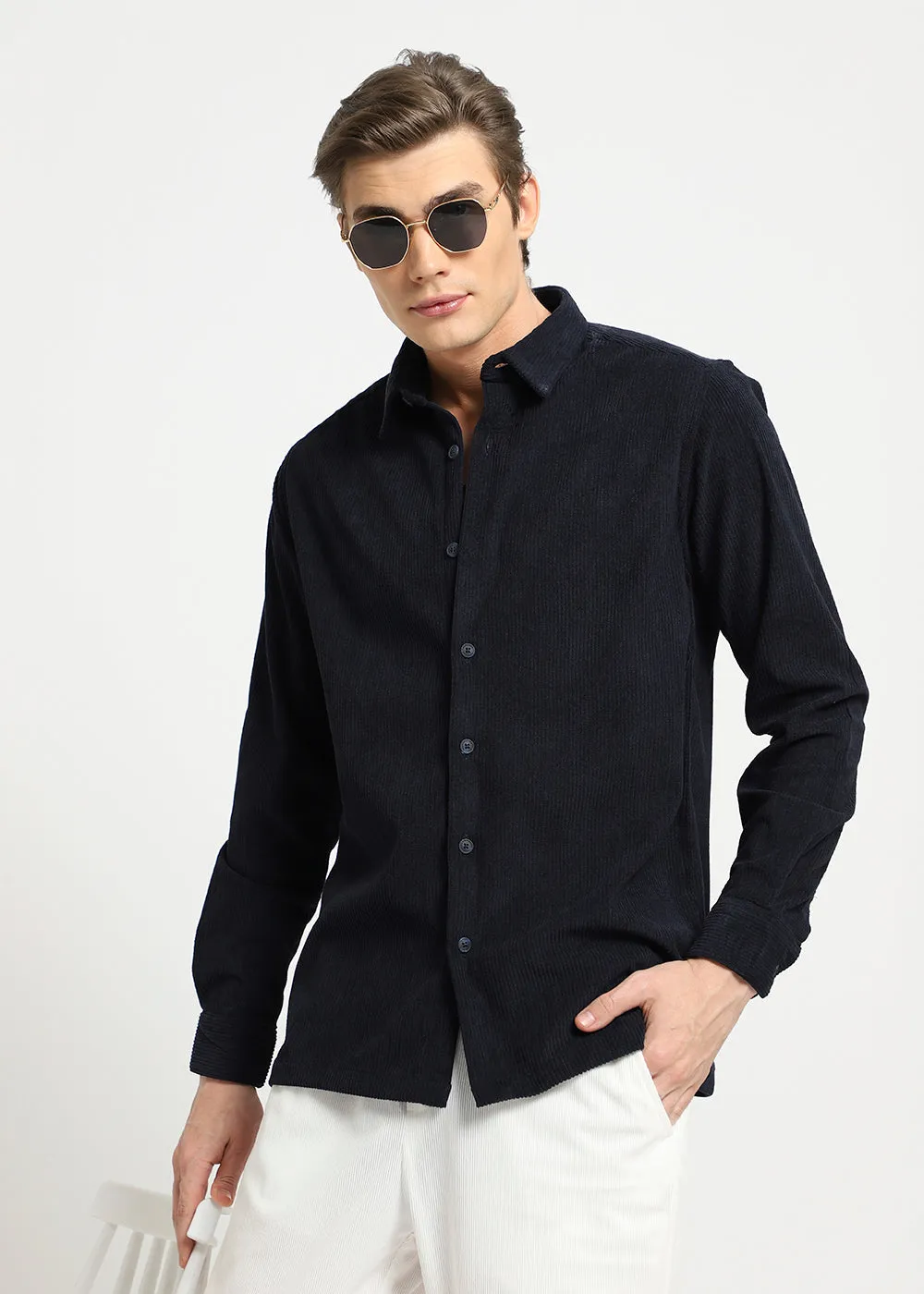 Arona Blue Corduroy Shirt