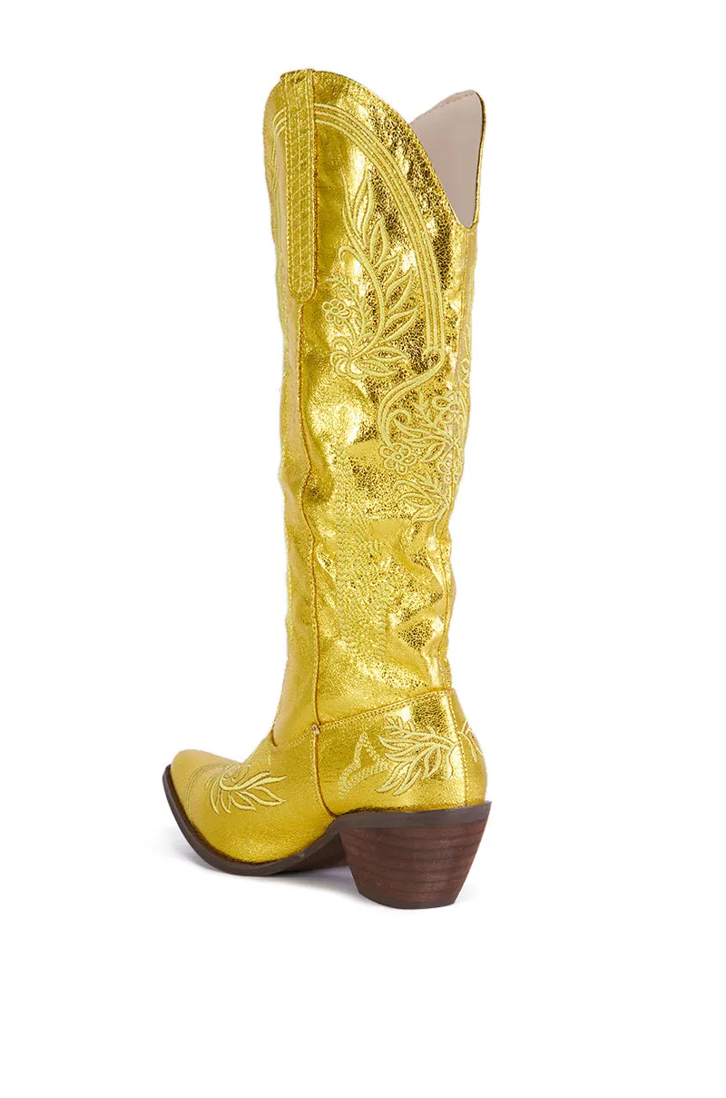 AZALEA WANG AYANNA GOLD COWBOY BOOT