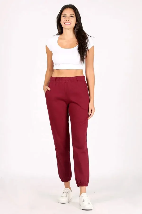 Basic Solid Fleece Lounge Jogger Pants