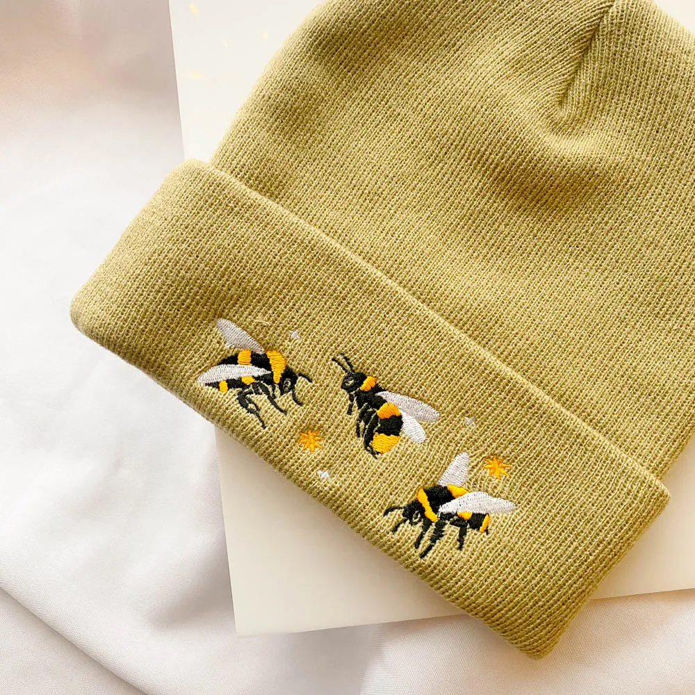 BEES & SPARKLES TAN BEANIE