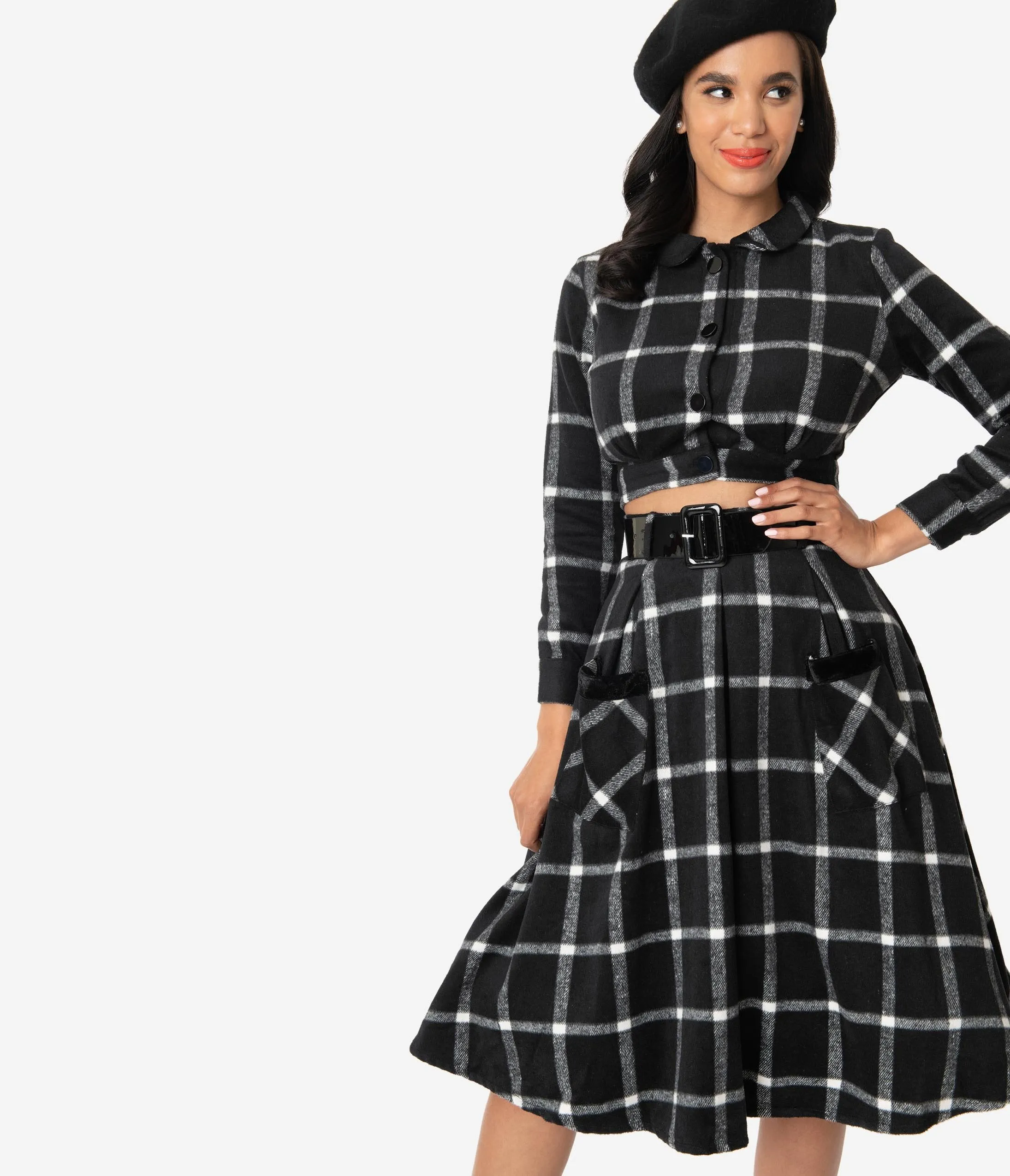 Black & White Checkered Belmont Crop Jacket