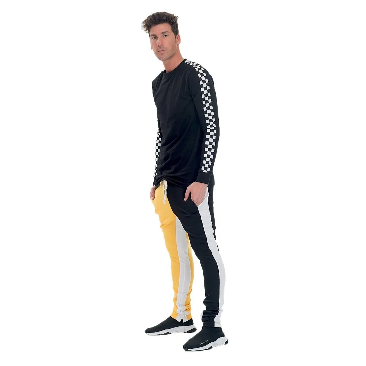 Black & Yellow Slice Track Pants