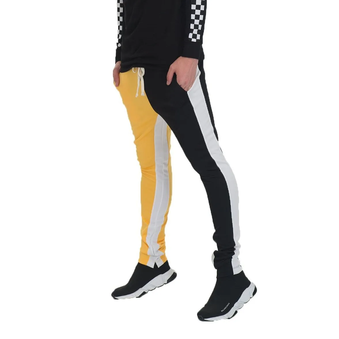 Black & Yellow Slice Track Pants