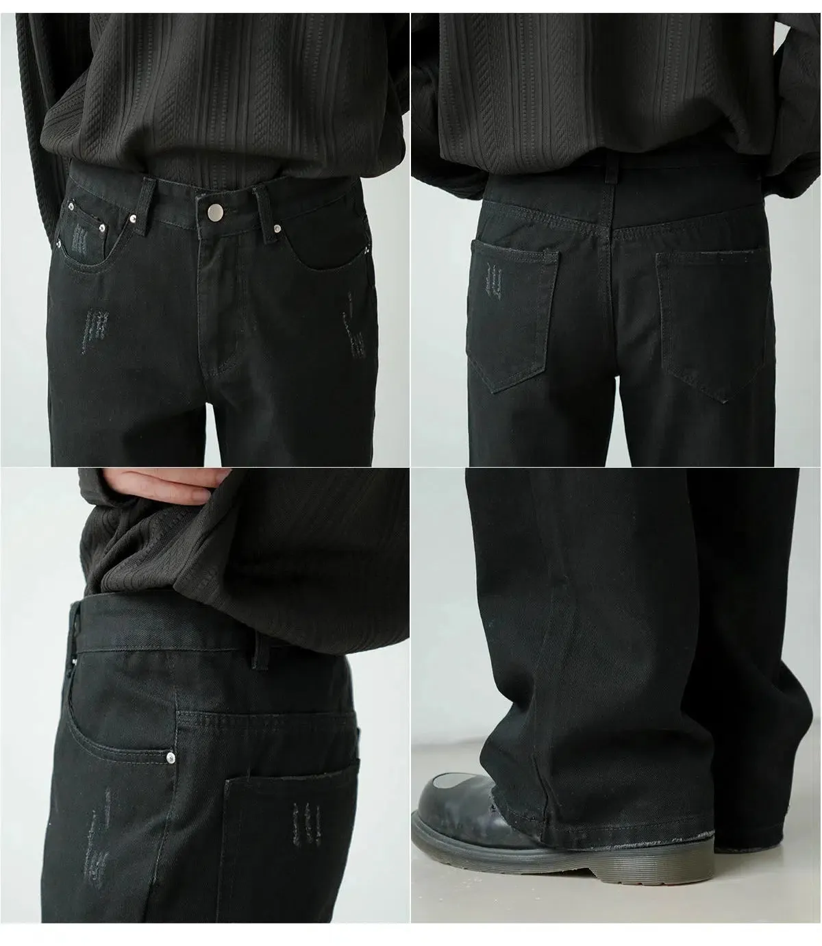 Black Slim-Fit Flared Jeans