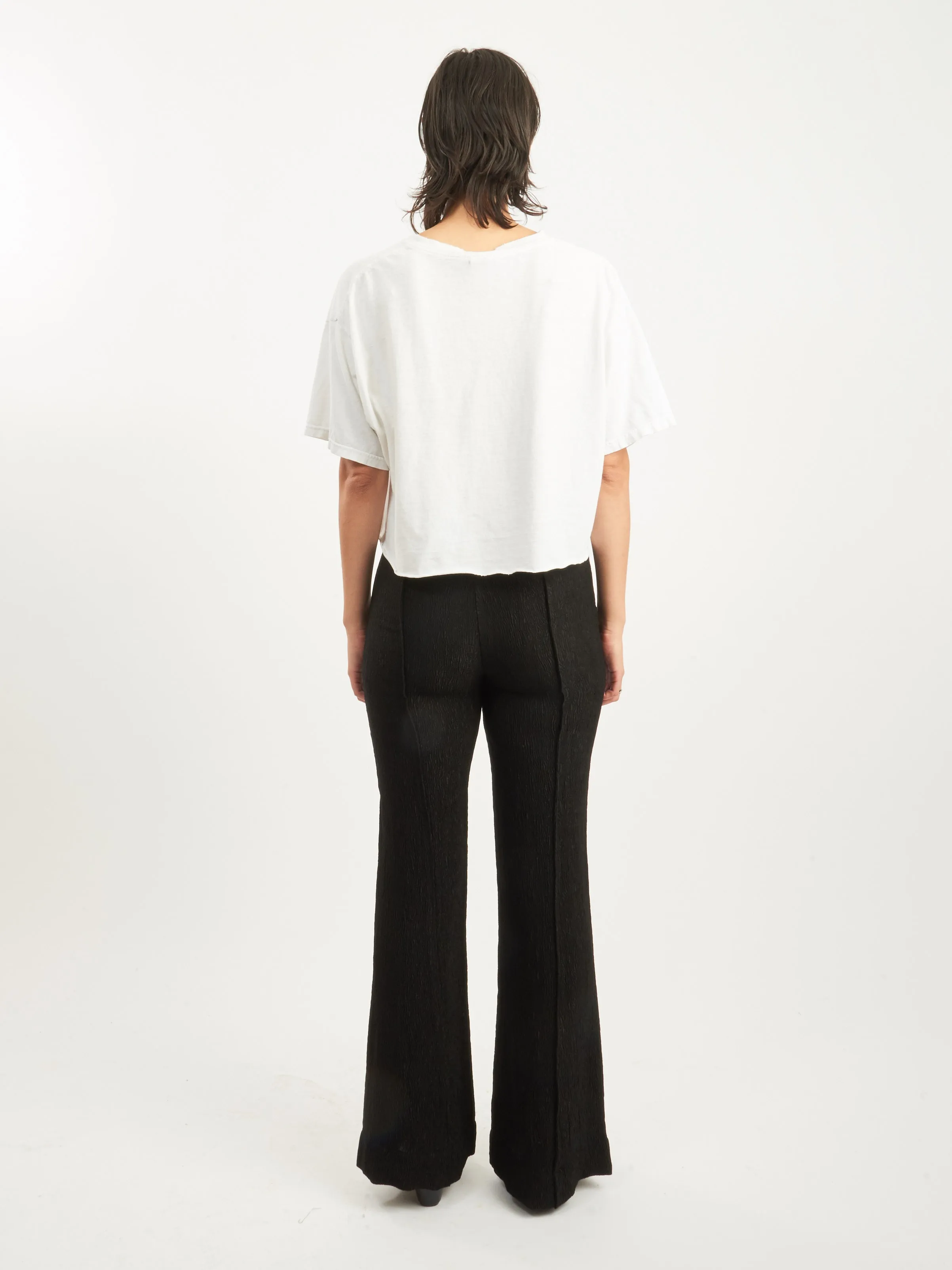 Black Viscose Stretch Crepe Flared Pants