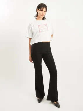 Black Viscose Stretch Crepe Flared Pants