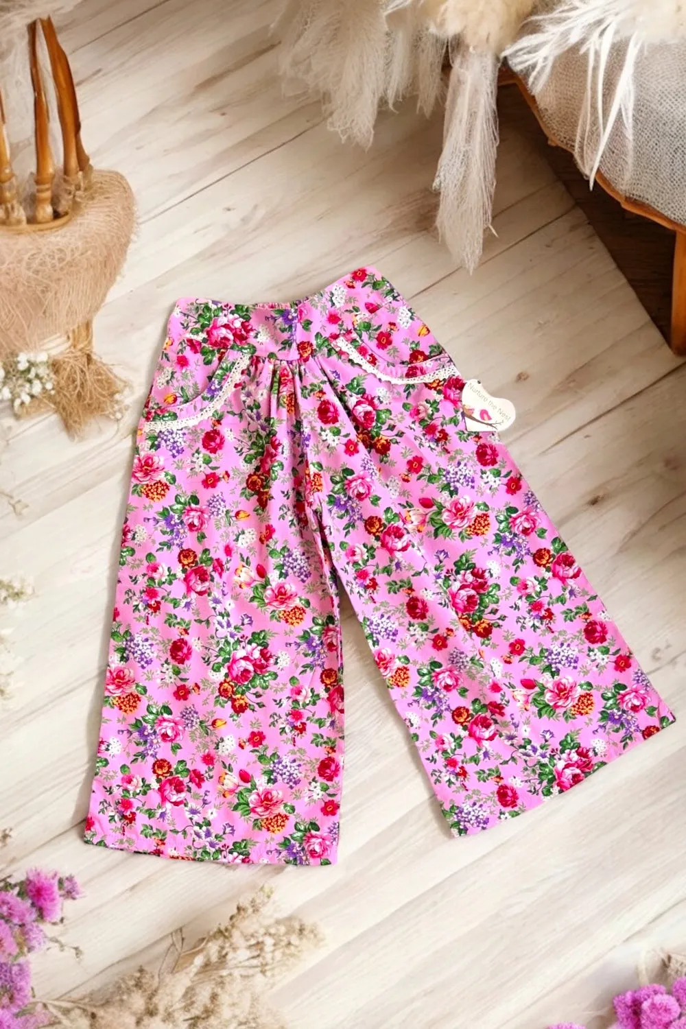 Boho Pants | Enchanted Garden in Pink