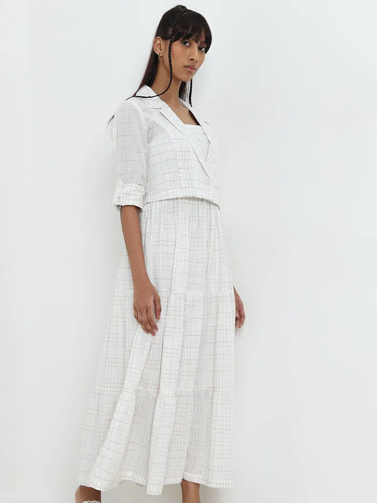 Bombay Paisley Off-White Tiered Cotton Dress with Jacket