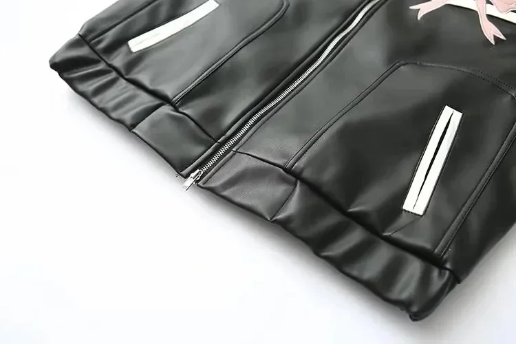 Bow-Detailed Leather Jacket for Women