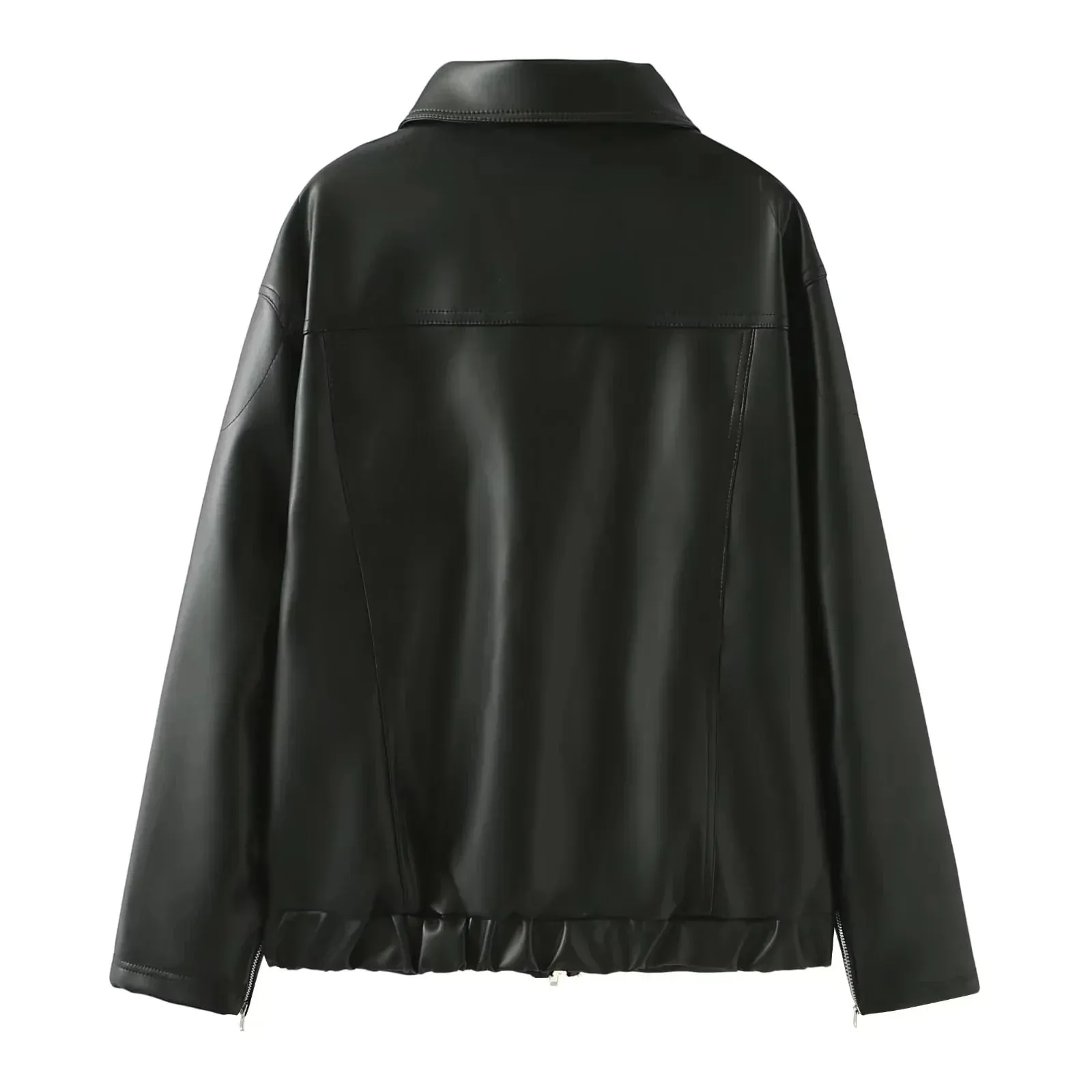 Bow-Detailed Leather Jacket for Women