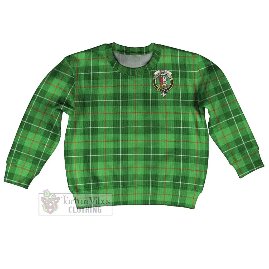 Boyle Tartan Kid Ugly Sweater with Family Crest