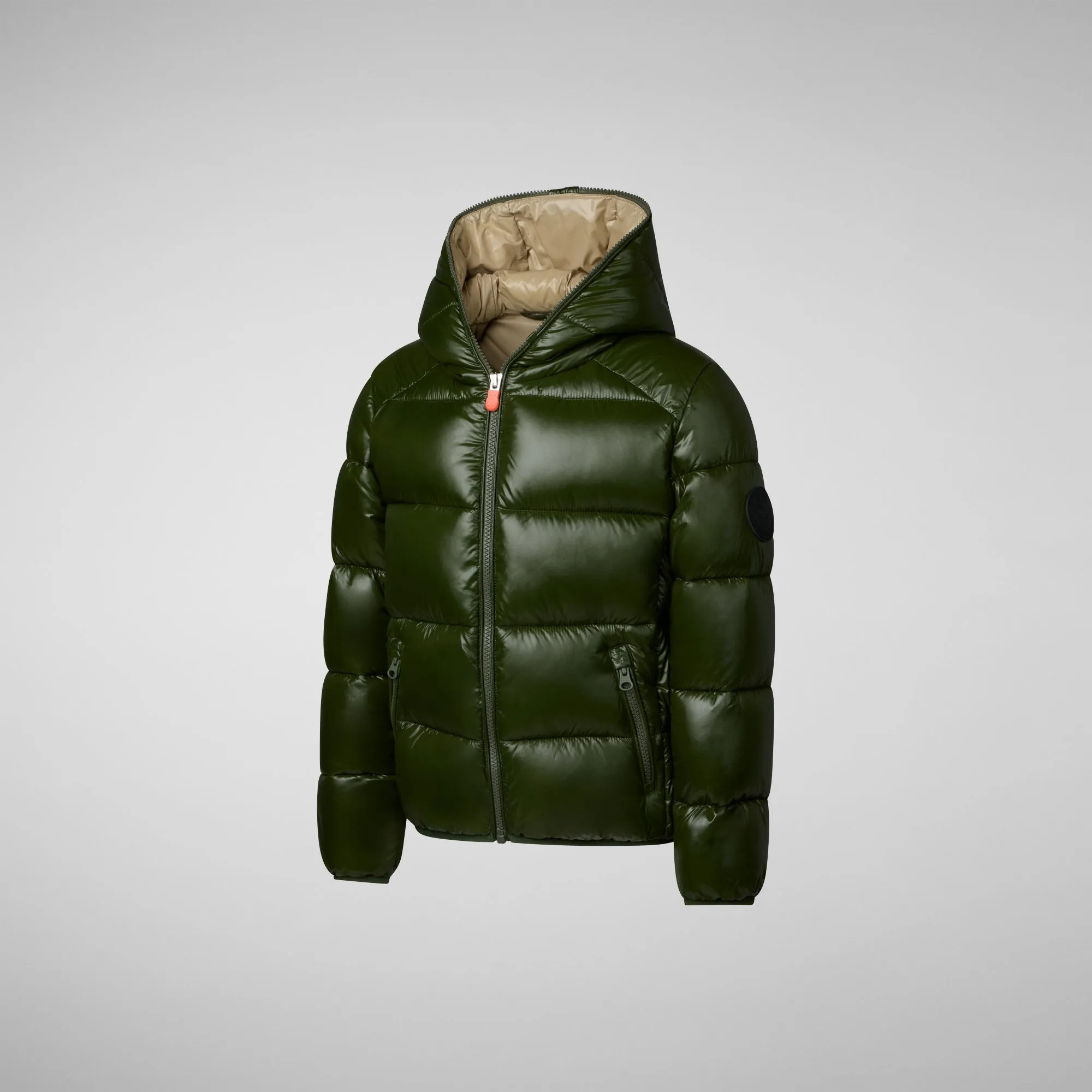 Boys' Hooded Animal free Puffer Jacket Artie in Pine Green