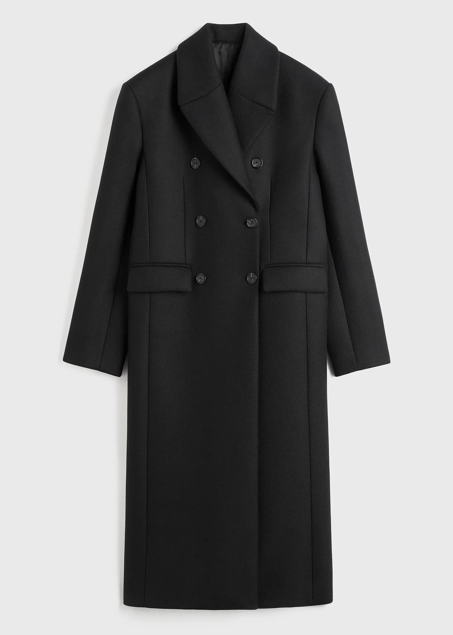 Broad midi coat black