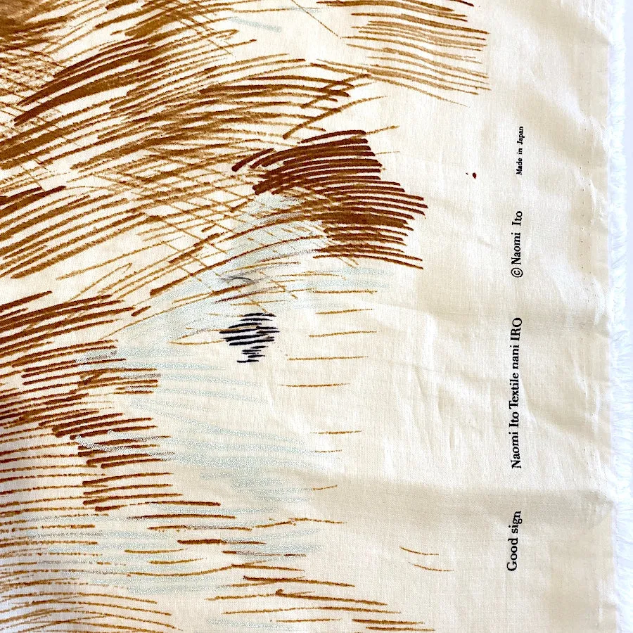 Brown/Ivory "Good Sign" Cotton Double Gauze from Japan by Nani Iro, 41" Wide By the Yard #EGX-11140-1D