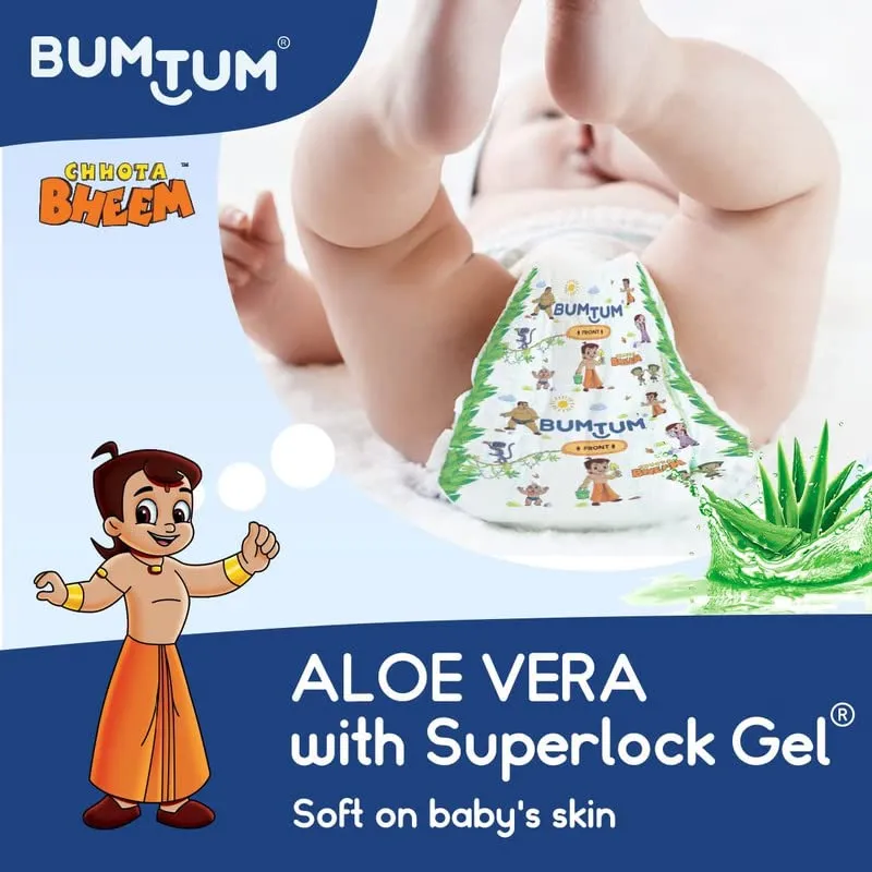 Bumtum Chota Bheem XXL Size Baby Diaper Pants, 66 Count, Leakage Protection Infused With Aloe Vera, Cottony Soft High Absorb Technology