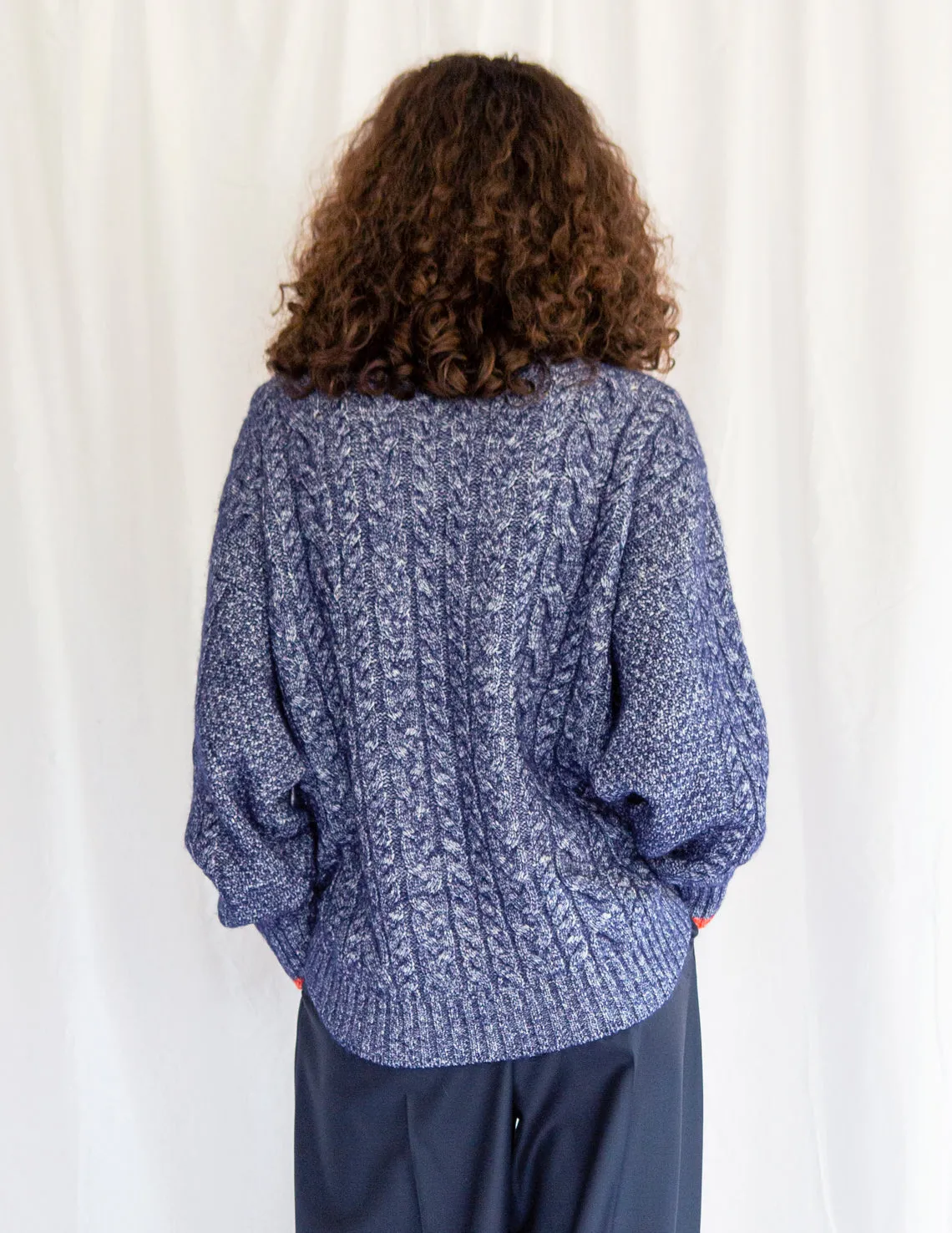 Cable Knit Sweater in Blue Melange