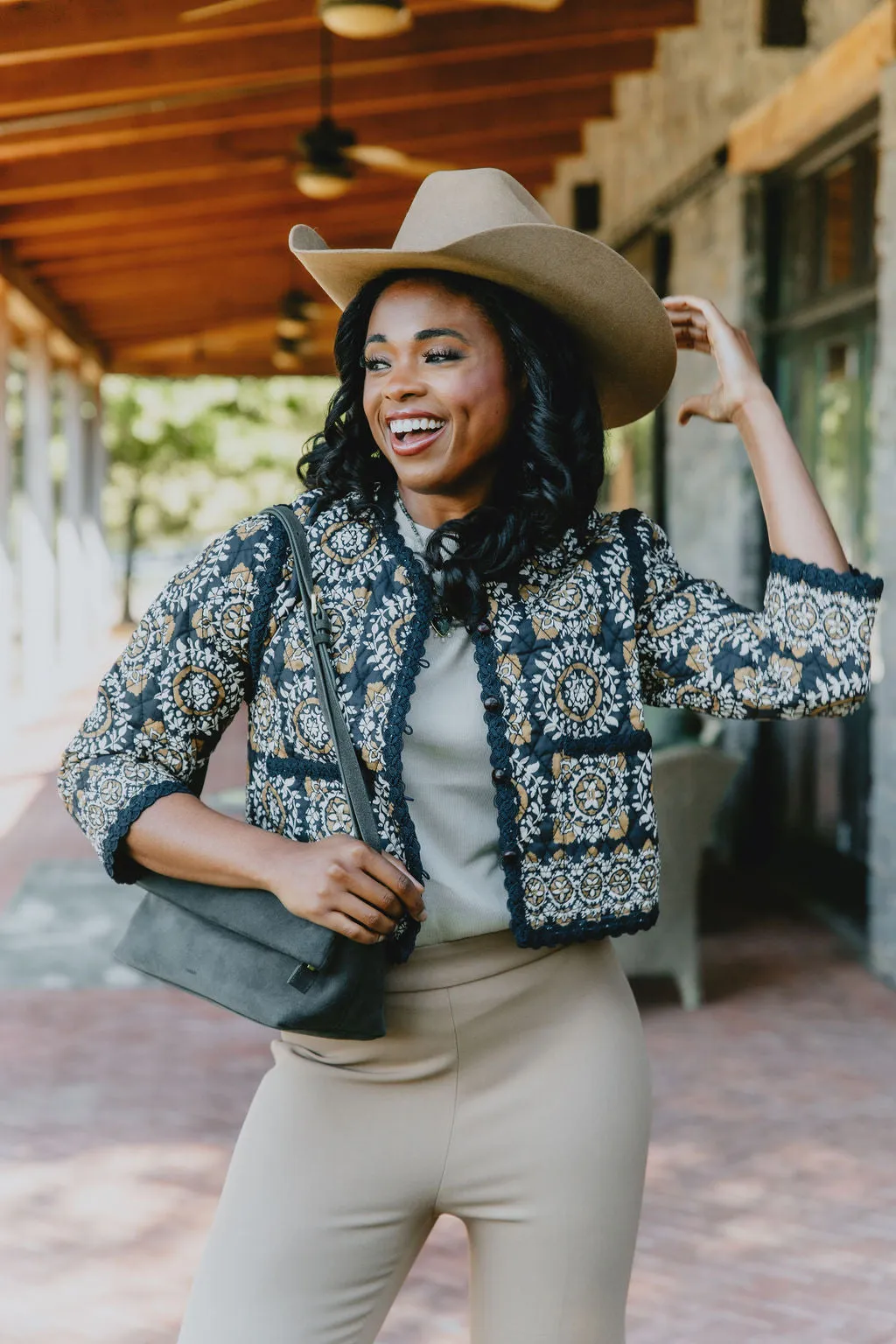 Cara Cara Marissa Jacket in Blue Medium Tile