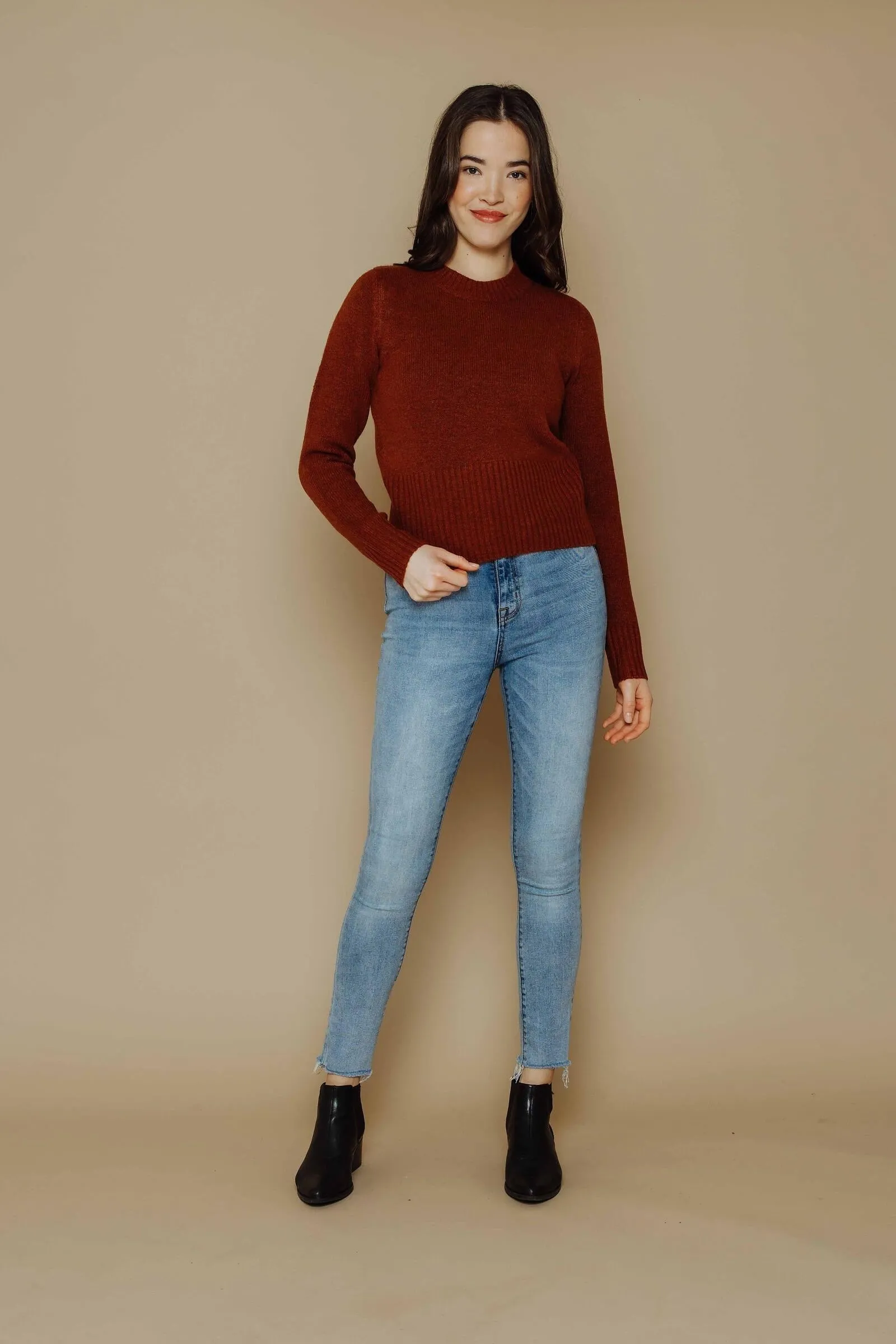 Cara Shrunken Crew Neck Sweater