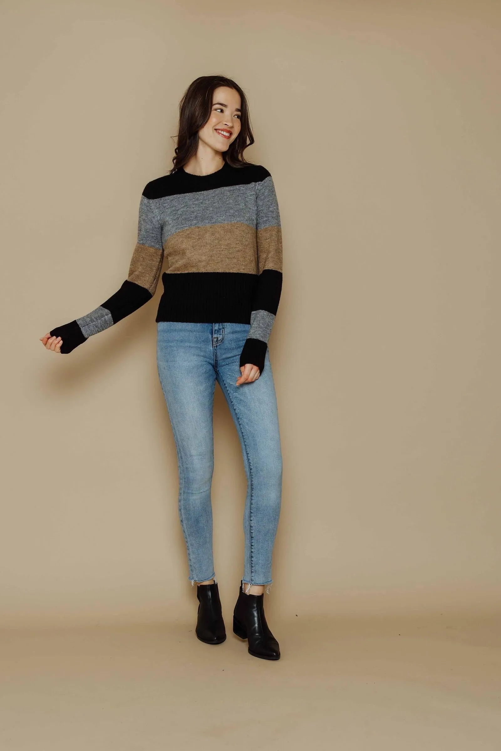 Cara Shrunken Crew Neck Sweater