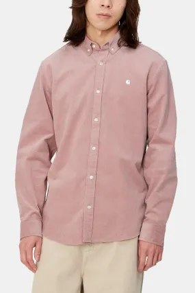 Carhartt WIP Madison Cord Long Sleeve Shirt (Glassy Pink/Wax)