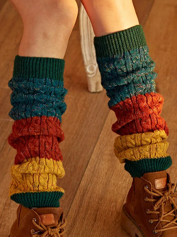 Casual Keep Warm Contrast Color Leg Warmers Accessories