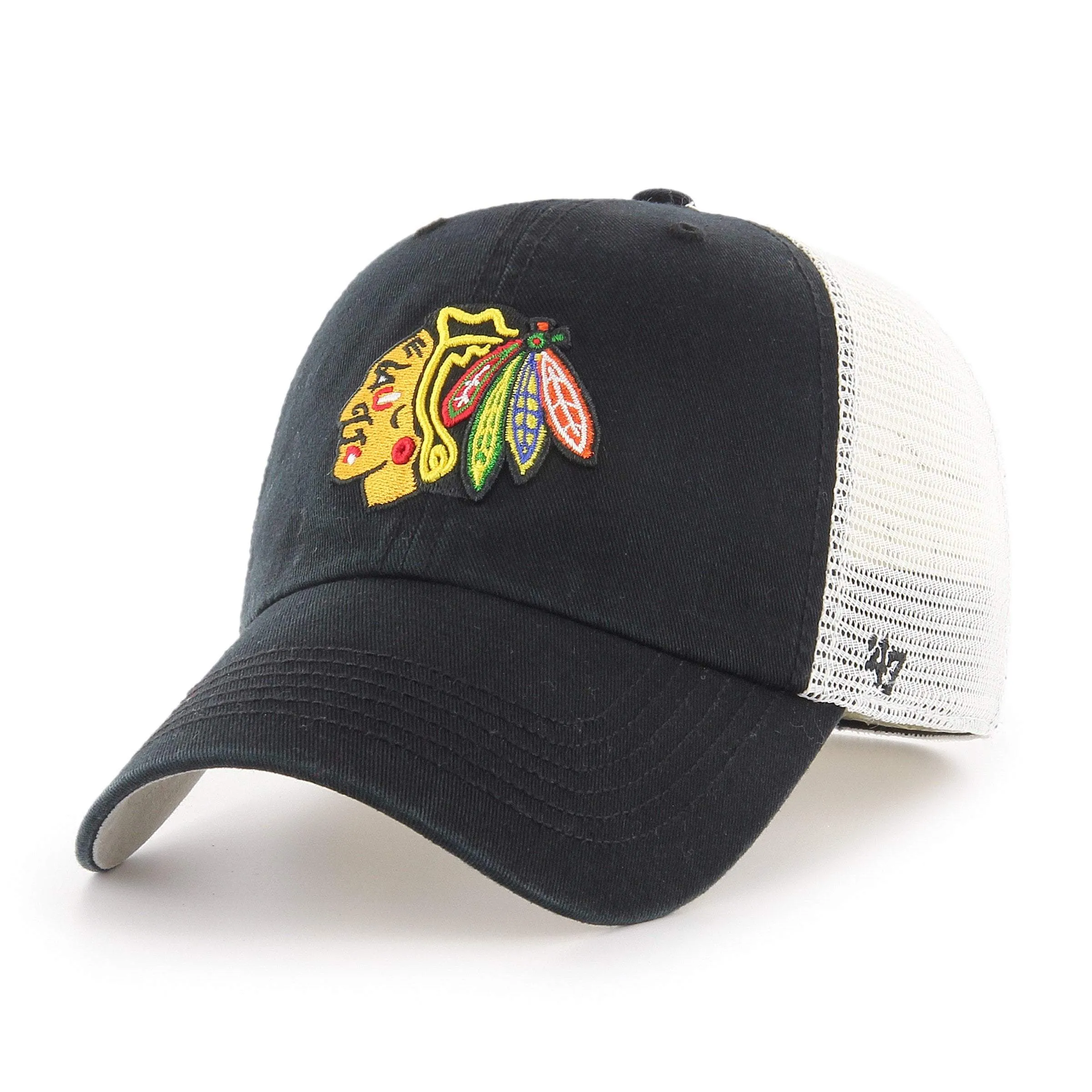 Chicago Blackhawks 47 Brand Black Closer Mesh Back Stretch Fit Slouch Hat Cap