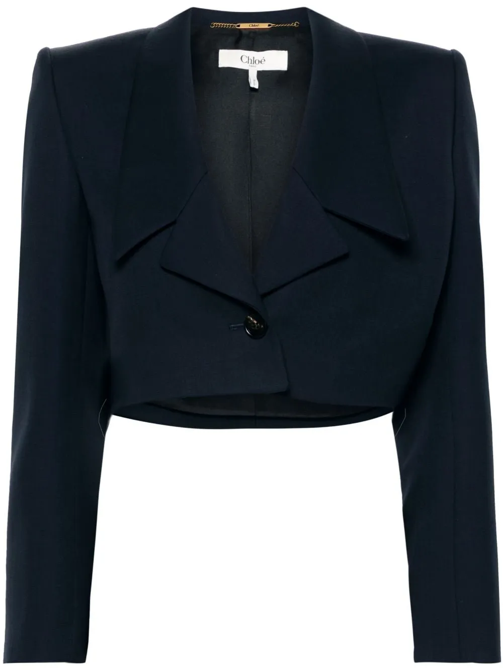 CHLOÉ Elegant Blue Cropped Wool Jacket