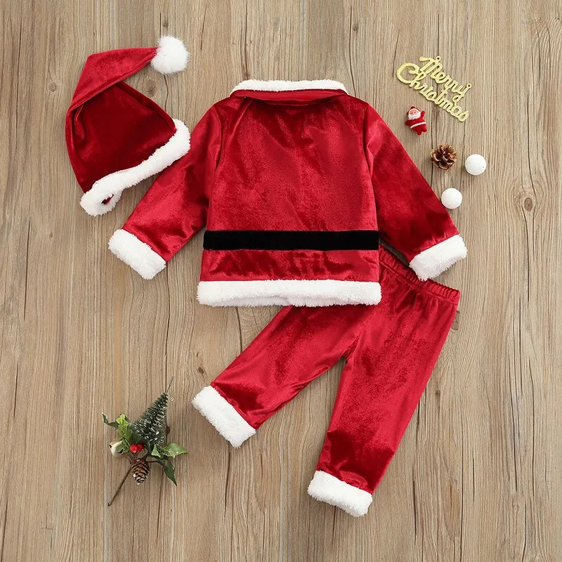 Christmas clothing set winter warm thicken Santa Claus long-sleeved jacket   pants   hat costumes