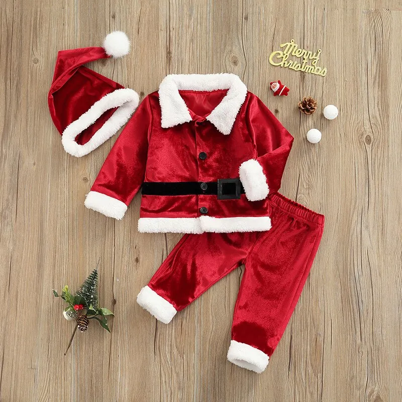 Christmas clothing set winter warm thicken Santa Claus long-sleeved jacket   pants   hat costumes