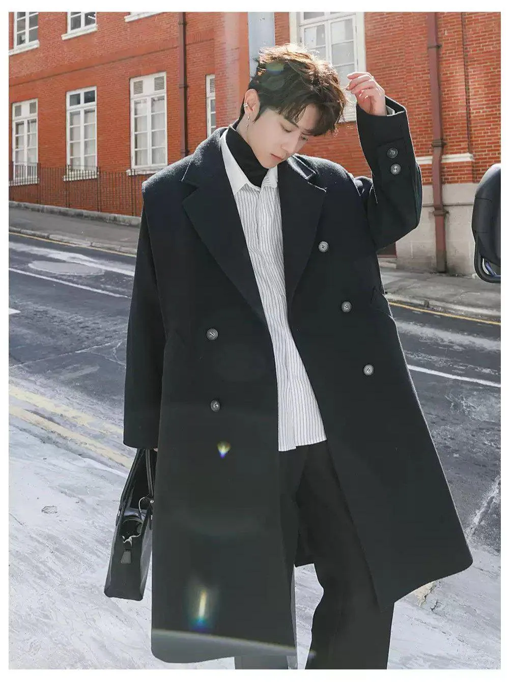 Chuan Double-Breasted Blend Wool Long Coat