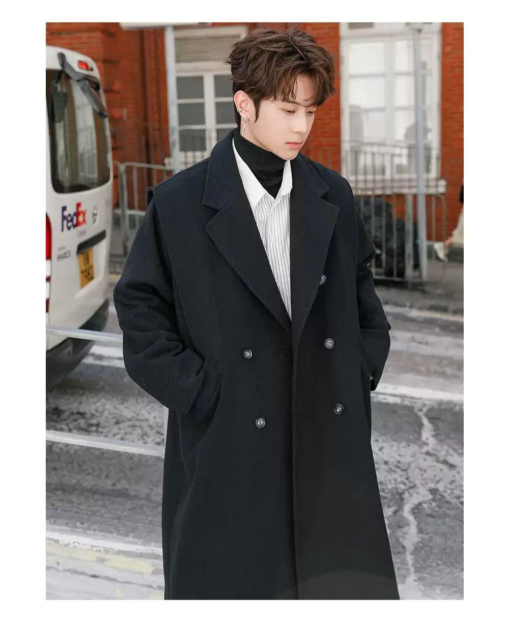 Chuan Double-Breasted Blend Wool Long Coat